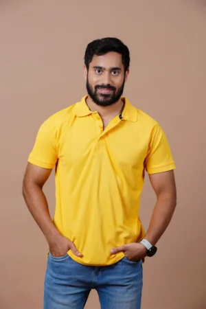 Vahdreams Men's Classic Polo T-Shirt Yellow